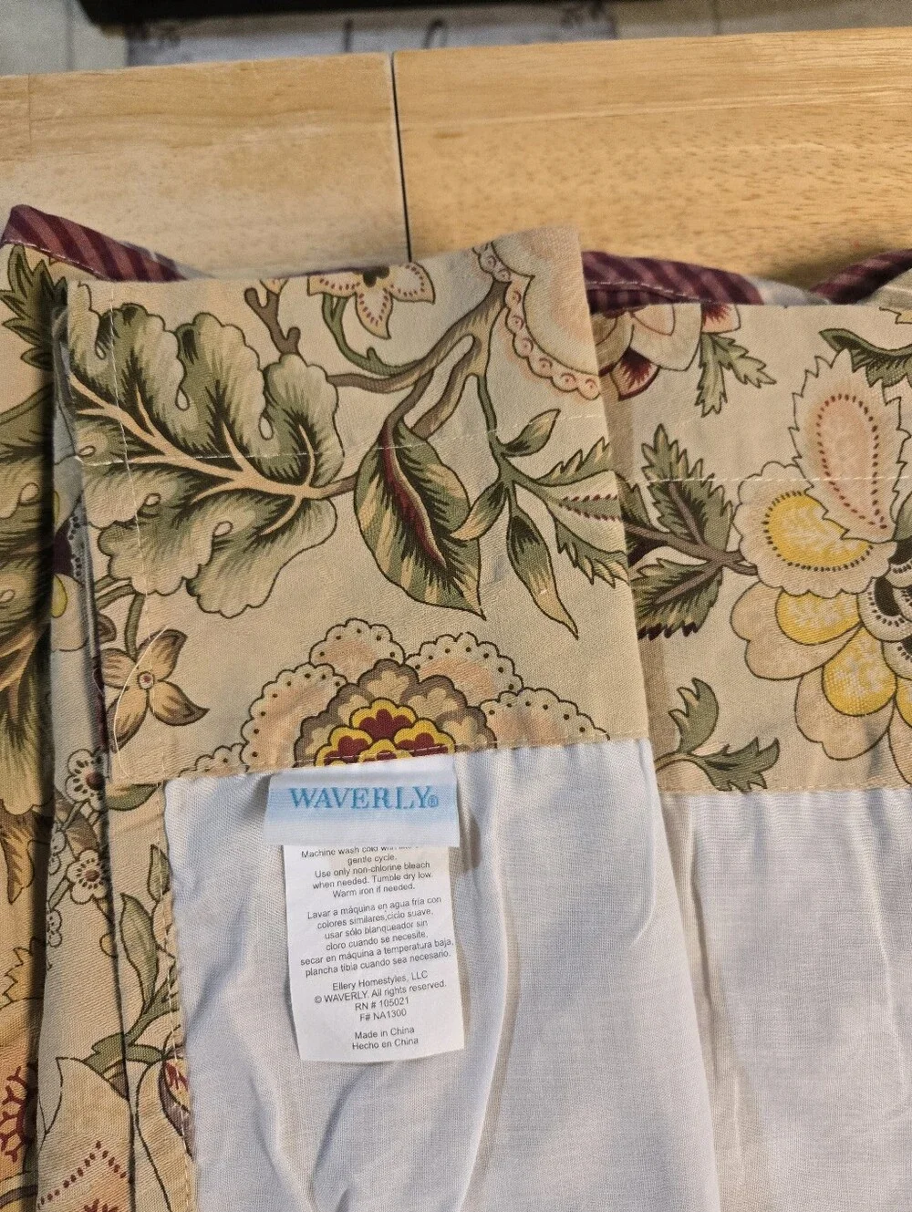 Waverly :Floral Printed Window Valance - Cream and Green